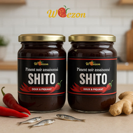 Coffret piment noir, black pepper, shito, ebesse fionfion (800g)-Sauce piquante - Ghana - Togo - Benin - Prêt à consommer